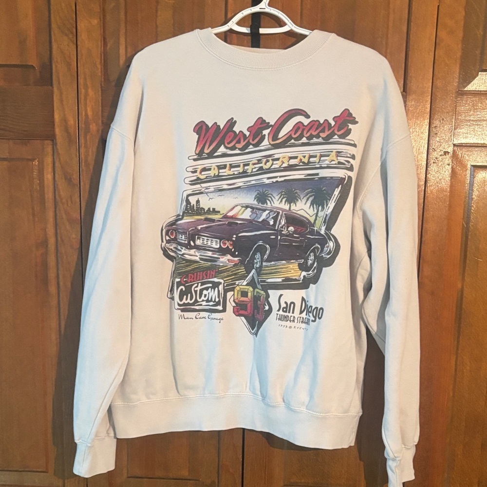 West Coast California Graphic Sweater - White